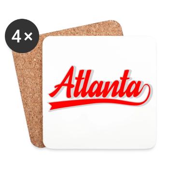 Atlanta Script Retro Logo - Untersetzer (4er-Set) - Weiß - Vorne