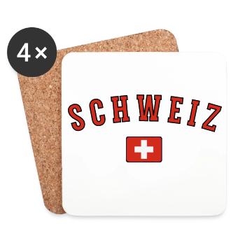Flag of Switzerland, Swiss pride - Coasters (set of 4) - white - Front