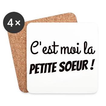 Cadeau petite soeur - Dessous de verre (lot de 4) - blanc - Devant