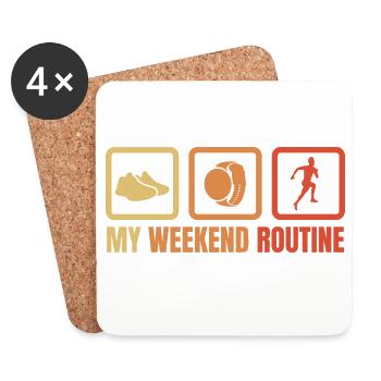 Läufer Wochenendroutine - Untersetzer (4er-Set) - Weiß - Vorne