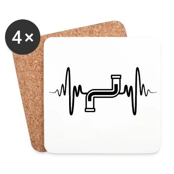 Tube ECG Heart Line - Coasters (set of 4) - white - Front