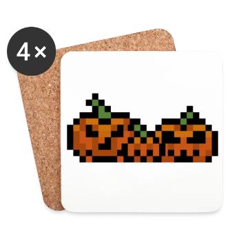 Pixel Kürbis Retro 8Bit Design - Untersetzer (4er-Set) - Weiß - Vorne