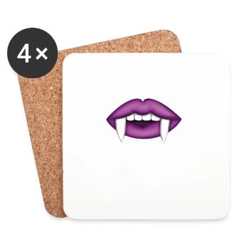 Vampire Girl Creepy Halloween Sexy Lips - Coasters (set of 4) - white - Front