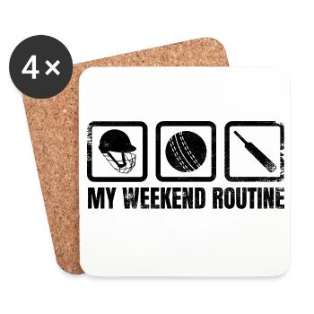 Routine du week-end des joueurs de cricket - Dessous de verre (lot de 4) - blanc - Devant