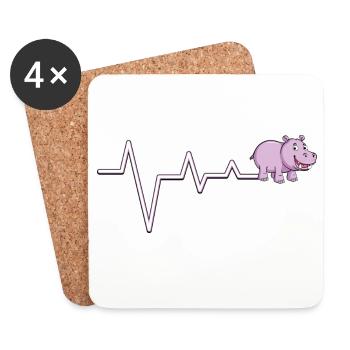 Pink Hippo Puls EKG-Grafik - Untersetzer (4er-Set) - Weiß - Vorne