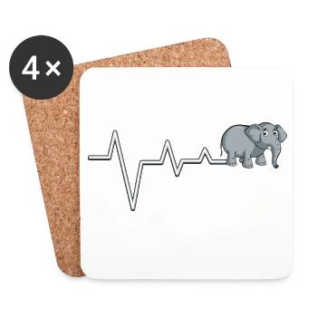 Elefant Pulse T-Shirt - Untersetzer (4er-Set) - Weiß - Vorne