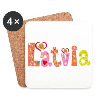 Personalized Latvia Name - Coasters (set of 4) - white - Front