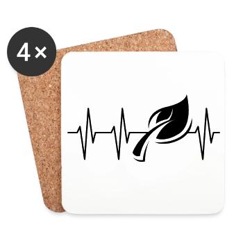 Herzschlag Blatt grün Symbol Wald Puls Icon Ekg - Untersetzer (4er-Set) - Weiß - Vorne