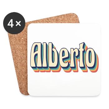 Alberto Retro Vintage T-Shirt Gift T-Shirt - Coasters (set of 4) - white - Front