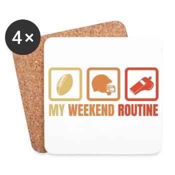 Footballer Wochenendroutine - Untersetzer (4er-Set) - Weiß - Vorne