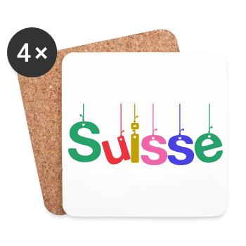 SUISSE. PAYS. GENEVE. HUMOUR. DRAPEAU - Dessous de verre (lot de 4) - blanc - Devant
