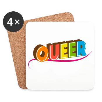 Queer Typo pour le mois des fiertés Égalité des droits LGBTQ - Dessous de verre (lot de 4) - blanc - Devant