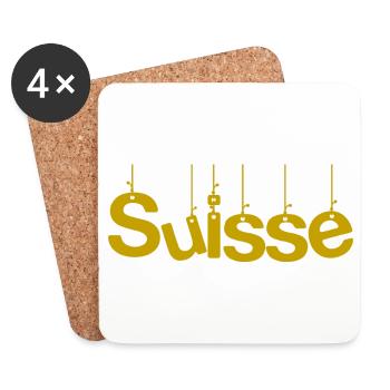 SUISSE. PAYS. GENEVE. SUISSE. HUMOUR. PAYS. DRAPEA - Dessous de verre (lot de 4) - blanc - Devant