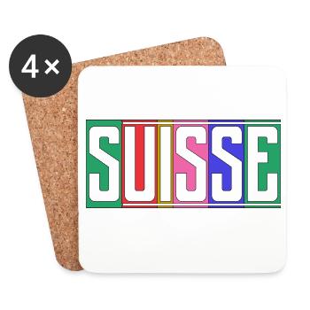SCHWEIZ. HUMOR. LAND. FLAGGE. GENF. LAUSANNE - Untersetzer (4er-Set) - Weiß - Vorne