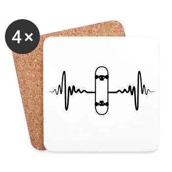 Skateboard Pulse Rate - Coasters (set of 4) - white - Front