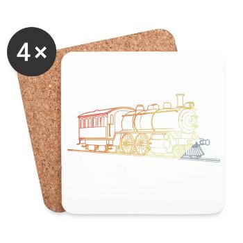 Lokomotive Retro Stil - Untersetzer (4er-Set) - Weiß - Vorne