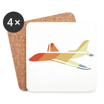 Graphique d’avion vintage - Dessous de verre (lot de 4) - blanc - Devant