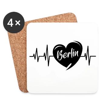 Herzschlag Berlin Liebe Herz Hauptstadt Symbol - Untersetzer (4er-Set) - Weiß - Vorne