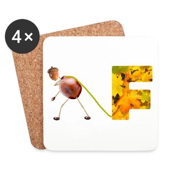buchstabe f mit kastanienmännchen - Untersetzer (4er-Set) - Weiß - Vorne