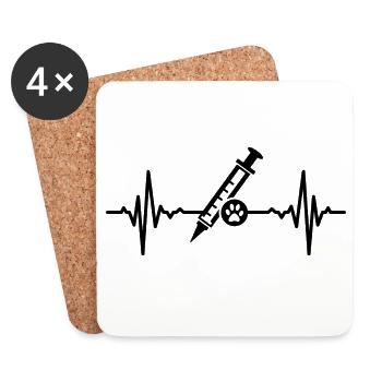 Veterinarian Syringe Heart Line - Coasters (set of 4) - white - Front