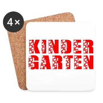 KINDERGARTEN HERZEN - Untersetzer (4er-Set) - Weiß - Vorne