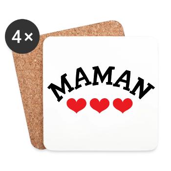 Maman / Fête des mères - Dessous de verre (lot de 4) - blanc - Devant