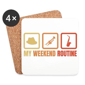 Trompeter Wochenendroutine - Untersetzer (4er-Set) - Weiß - Vorne