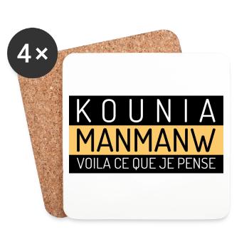 Kounia Manmanw voila ce que je pense - Dessous de verre (lot de 4) - blanc - Devant