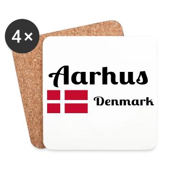 Aarhus, Danemark - Imprimés élégants - Dessous de verre (lot de 4) - blanc - Devant