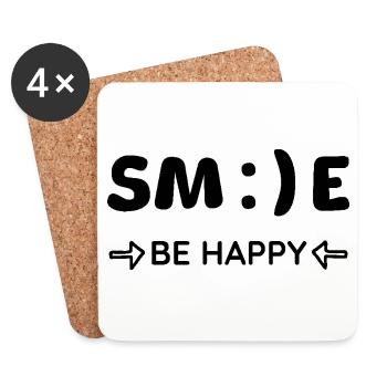 SMILE - be happy - Coasters (set of 4) - white - Front