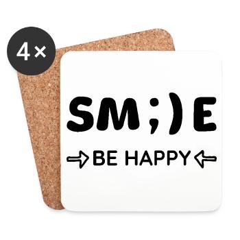 Smile - Be happy - Positives Denken - Untersetzer (4er-Set) - Weiß - Vorne