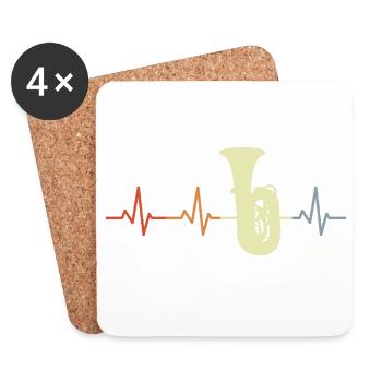 Vintage Tuba Heart Line - Coasters (set of 4) - white - Front