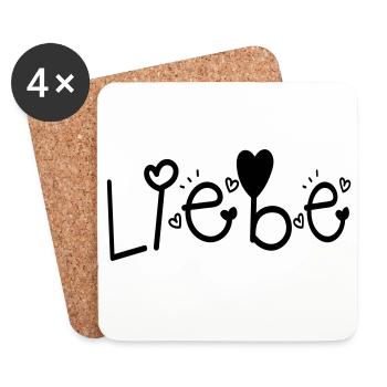 LIEBE VALENTINSTAG - Untersetzer (4er-Set) - Weiß - Vorne