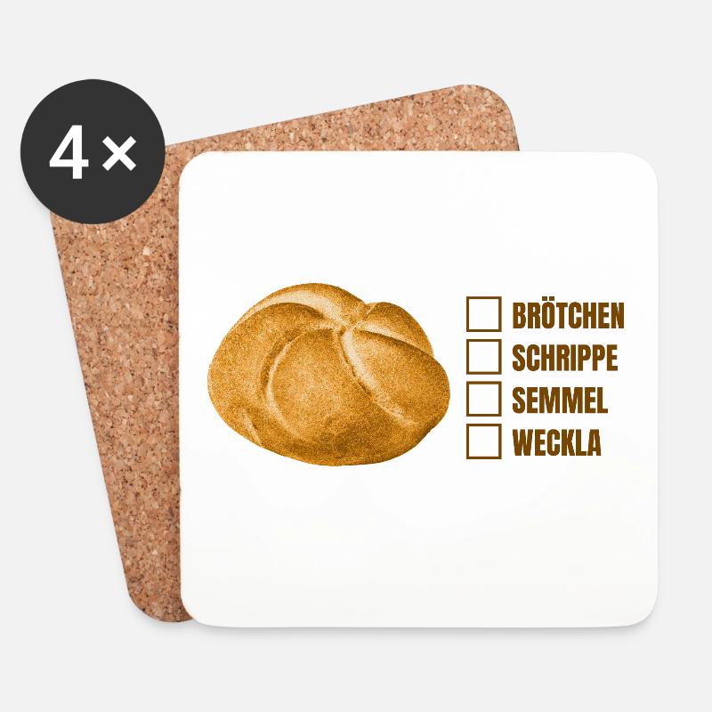 Brötchen oder Semmel? – Lustiges Dialekt-Design - Untersetzer (4er-Set) - Weiß