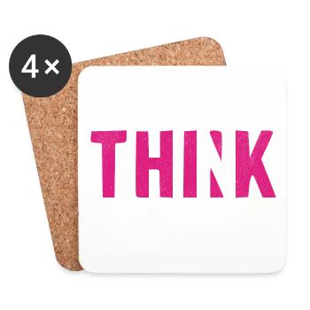 THINK Pink | Cooles Streetwear-Typo-Design - Untersetzer (4er-Set) - Weiß - Vorne