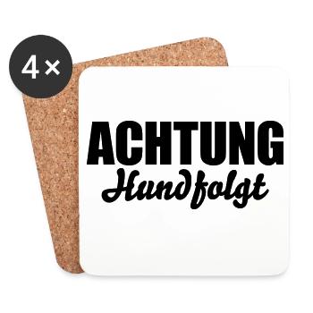 Achtung Hund folgt - Untersetzer (4er-Set) - Weiß - Vorne