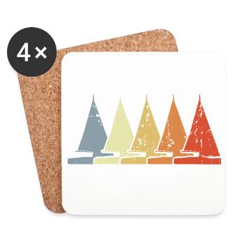 Segelboot Skizze - Untersetzer (4er-Set) - Weiß - Vorne