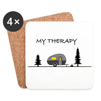 My Therapy - Camping - Untersetzer (4er-Set) - Weiß - Vorne
