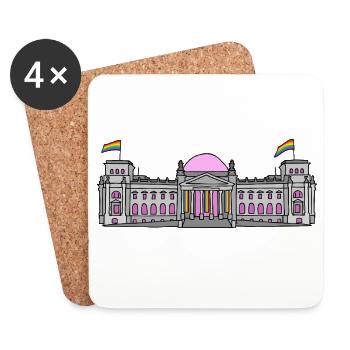 Der Bundestag in Berlin mit Regenbogenfahnen - Untersetzer (4er-Set) - Weiß - Vorne