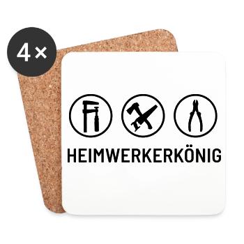 DIY king: clamp, saw, axes, pliers - Coasters (set of 4) - white - Front