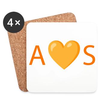 Bold Heart Shape with Lettering Design - Coasters (set of 4) - white - Front