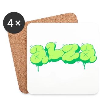 Conception de style graffiti vert vif - Dessous de verre (lot de 4) - blanc - Devant