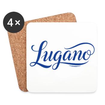 Lugano motif with calligraphy style - Coasters (set of 4) - white - Front