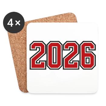 L’année 2026 dans le style sportif - Dessous de verre (lot de 4) - blanc - Devant