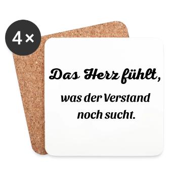 Das Herz fuehlt - Untersetzer (4er-Set) - Weiß - Vorne