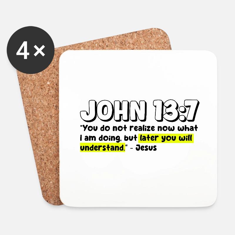 Johannes 13:7 | Bibelzitat - Untersetzer (4er-Set) - Weiß