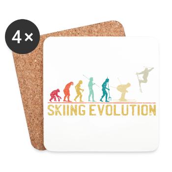 Ski-Evolution: Von den ersten Schritten zum Freestyle - Untersetzer (4er-Set) - Weiß - Vorne