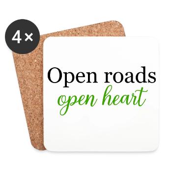 Open Roads Open Heart Travel Freedom Soul	 - Coasters (set of 4) - white - Front