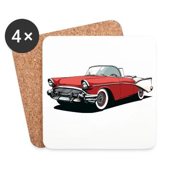 Design cabriolet vintage - Dessous de verre (lot de 4) - blanc - Devant
