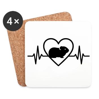 Coeur de cochon d’Inde - Dessous de verre (lot de 4) - blanc - Devant